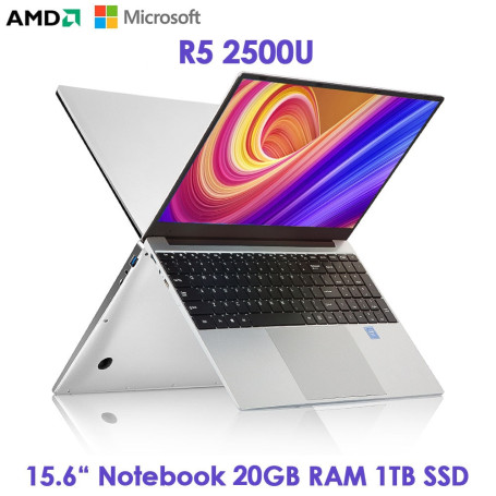 New Ultra Slim 15.6 Inch Laptop Ryzen R5 2500U 20G RAM 1TB SSD FHD Windows 10 Ultralight Notebook Computer Gaming Laptop