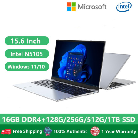 Ultrathin Laptops Windows 11 Pro Netbook Portable Notebooks PC 15.6 inch Intel Celeron N5105 16GB RAM 1TB SSD WiFi HDMI USB