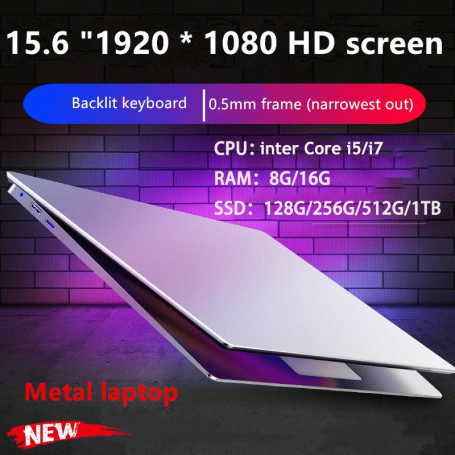 15.6 Inch Core i7-4500  Win10 8GB RAM128G/ 256G/512G/1TB SSD with Backlit Keyboard Metal laptop Notebook Ultrabook fingerprint