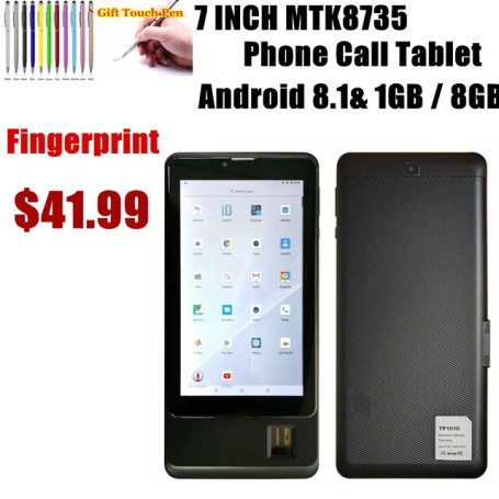 Flash Sales Fingerprint Android 8.1  Phone Call Tablet 7 '' MTK8735 GSM 1GB / 8GB IPS Screen Quad Core 4000mAh Dual SIM Slot