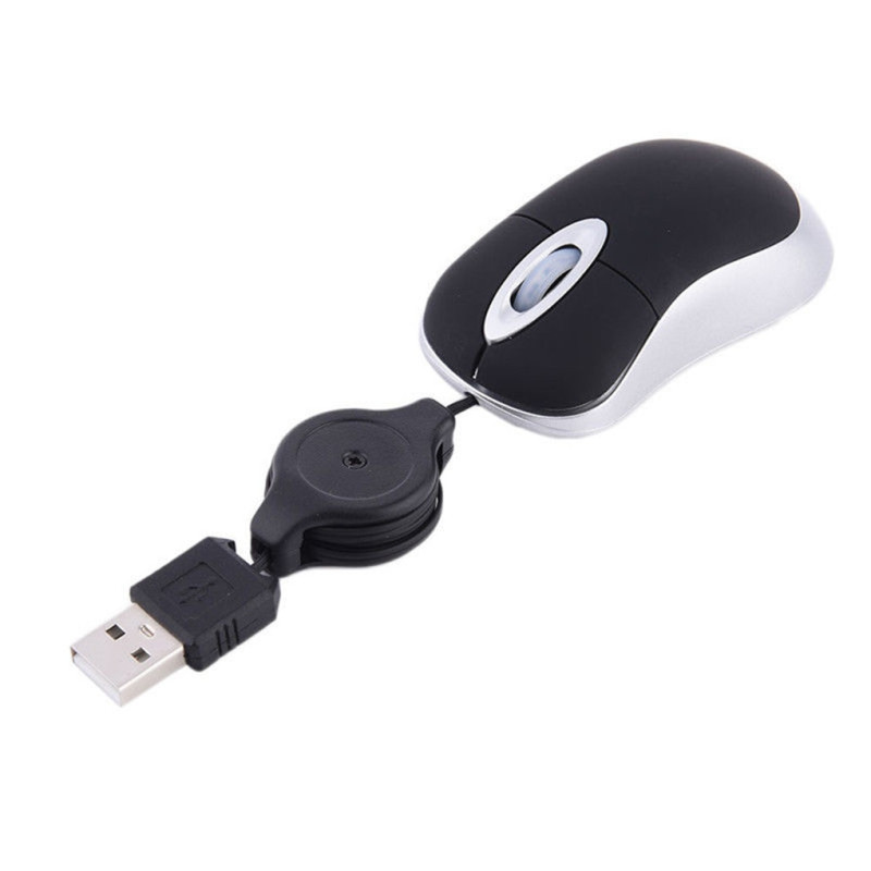 Optical Mini Retractable Mouse Portable Mini USB Wired Mouse Ergonomics