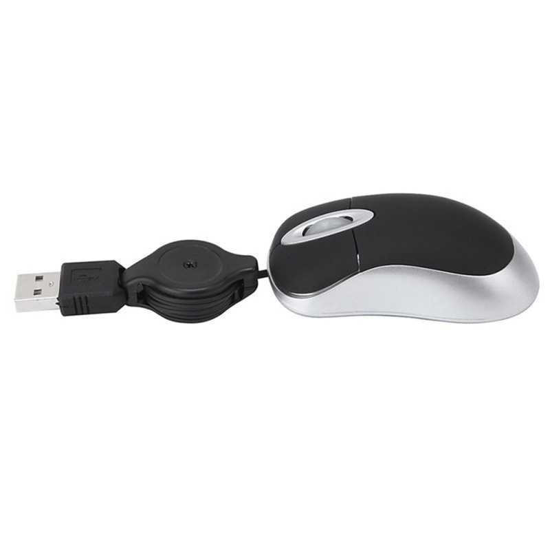 Optical Mini Retractable Mouse Portable Mini USB Wired Mouse Ergonomics