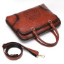 Women's Leather Briefcase Retro Laptop Briefcase For 14 Inch Macbook Hp Dell High Quality Embossed Female Shoulder Bag