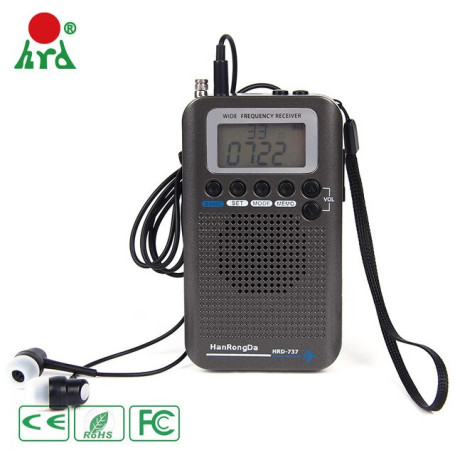 HanRongDa HRD-737 Portable Full Band Radio Aircraft Band Receiver FM/AM/SW/ CB/Air/VHF World Band with LCD Display Alarm Clock