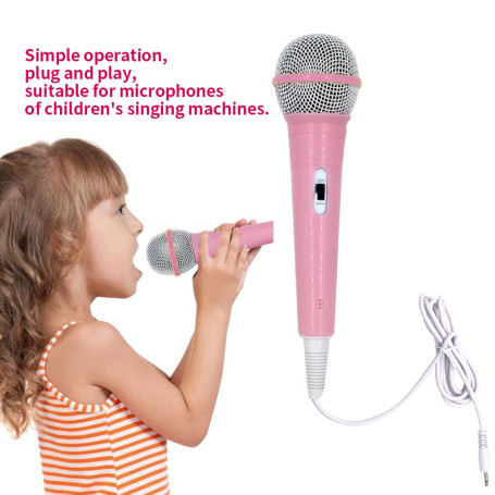 3.5mm Jack Lightweight Singing Machine For Kids Home Portable Wired Microphone Musical Toy Handheld Easy Use No Battery School
