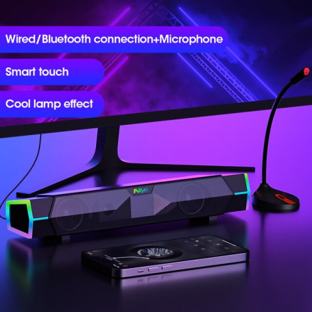 4D Surround Soundbar Bluetooth 5.0 Speaker Wired Computer Speakers Stereo Subwoofer Sound Bar for Laptop PC Theater TV Usb Cable