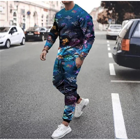 Men's Set Tracksuit Long Sleeve T-shirt Casual Oversized Jogging Suit