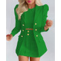 Long Sleeve Blazers A-line Mini Skirt Two 2 Piece Set Suit Outfits Women