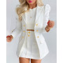 Long Sleeve Blazers A-line Mini Skirt Two 2 Piece Set Suit Outfits Women