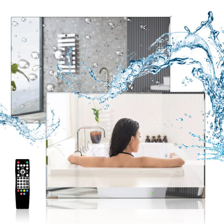 Soulaca 22inch Bathroom TV Luxury Smart Mirror TV IP66 Waterproof Android 9.0 Full HD with WiFi & Bluetooth for EU