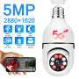 5MP E27 Lamp Ip Wifi Camera Indoor Video Surveillance Camera Beveiliging Babyfoon Full Color Nachtzicht Cam Mini