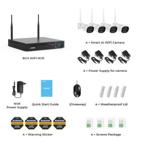 H.View 8CH 5mp Wireless CCTV System Kit NVR WiFi Outdoor AI IP Two-Way Audio Camera Security System Video Surveillance XMeye