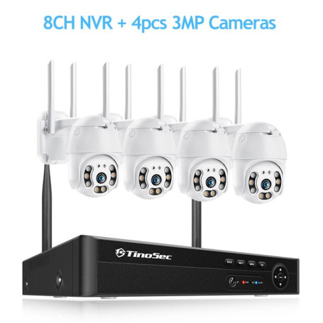 Tinosec 3MP 5MP WiFi Camera System 8CH H.265 PTZ Camera Humanoid Detected Auto Tracking Colorful Night Security Surveill