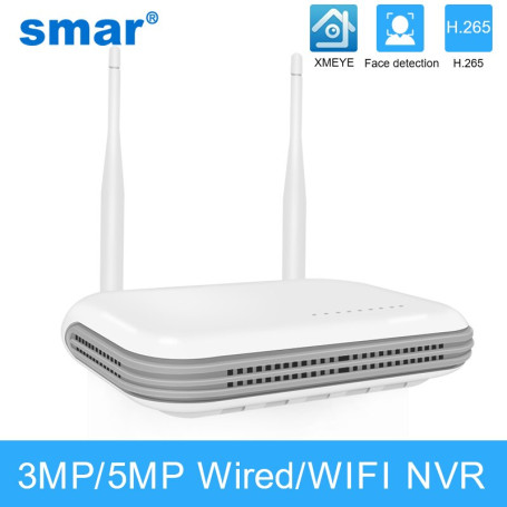 Smar H.265 Wireless NVR 8CH 3MP 5MP WiFi NVR Network Video Recorder Face Detection Email Alart for IP Camera CCTV XMeye ONV