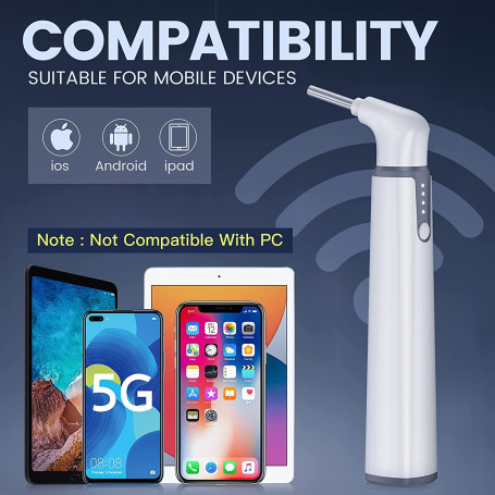 Wireless Otoscope Ear Camera 3.9mm 720P HD WiFi Ear Scope with 6 LED Lights for Kids and Adults Support Android and iPhone