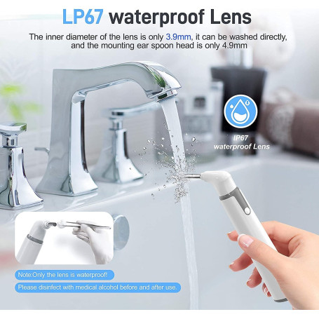 Wireless Otoscope Ear Camera 3.9mm 720P HD WiFi Ear Scope with 6 LED Lights for Kids and Adults Support Android and iPhone
