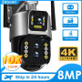 4K 8MP Ip Wifi Outdoor Camera Ptz 10X Hybrid Zoom Auto Tracking Drie Lens Dual Screen Waterdichte Beveiliging cctv Cam