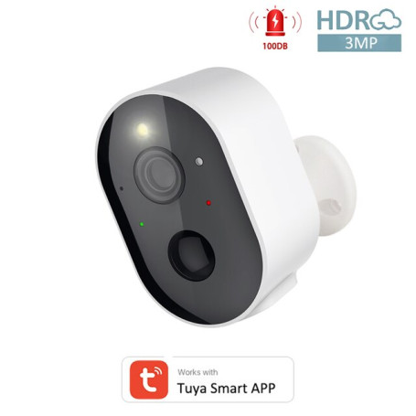 Tuya Smart 5200mAh Rechargeable Battery Outdoor Wireless WIFI 3MP IP Surveillance Siren 5W Solar H.265 CCTV Camera Alexa Google