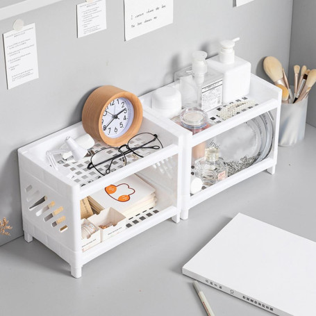Desk Organizers Storage Shelf Storage Shelf Double Tiers Plastic Cosmetic Sundries Organizer for Home Office Home Appliance
