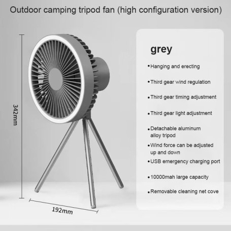 Multifunction Home Appliances USB Chargeable Desk Tripod Stand Air Cooling Fan with Night Light Outdoor Camping Ceiling Fan