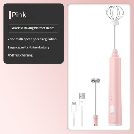 USB Rechargeable Handheld Egg Beater 3 Speeds Electric Milk Frother Foam Maker Mixer Coffee Drink Frothing Wand Foamer