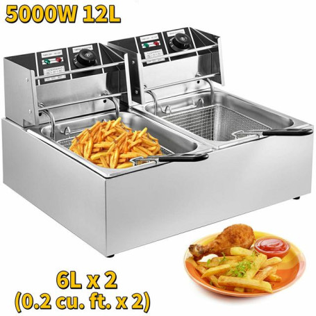 VEVOR 12L 20L Electric Deep Fryers Dual Tanks for Fast Food Restaurant or Camping Picnic Fried Chicken Frying Chips French Fries