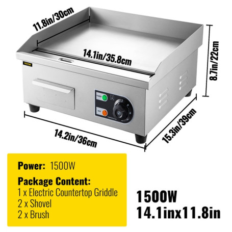 Electric Countertop Griddle with Drawer Stainless Steel Flat Top Grill Barbecue BBQ machine for Outdoor Camping Cooking