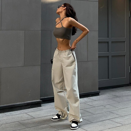 Cargo Pants  With Pockets Women  Casual Loose Gray Jogger Sweatpants A