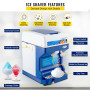 VEVOR Ice Shaver Commercial Ice Crusher Snow Cone Machine 265LBS/H w/Bonus Blade Electric Shaved Ice Crusher