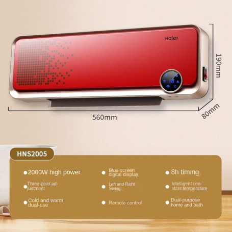 Household Wall Mounted Electric Heater Bathroom Waterproof Electric Warmer Energy-saving Element Heating Air Conditioning Fan