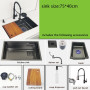 Matt black kitchen sink Above Mount or undermount Nano Washing Basin with chopping board Cup washer304 Stainless Steel sinks