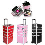 4 in 1 Aluminium Makeup Trolley Cosmetic Case Large Storage Box Makeup Nail Art Beauty Cosmetic Vanity Case Pull Box