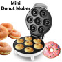 1200W Mini Donut Maker Machine Non-stick Surface For Kids Breakfast Snack Desserts Makes 7 Doughnuts White Color Home Appliances