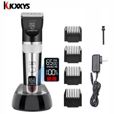 Electric Hair Clipper Cordless Barber Full Set For Man Trimmer Titanium Ceramic Blade Salon LCD Display Cutting Professional