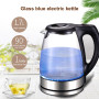 1.7L 220V Electric Kettle Stainless Steel Glass Health Preserving Pot Electric Water Heater with Blue Led Light Kitchen Tools