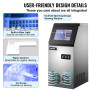 VEVOR Commercial Ice Maker 40KG 50KG 60KG 68KG/24H Ice Cube Machine High Ice Yield & Storage Home Appliance for Bar Cafeteria