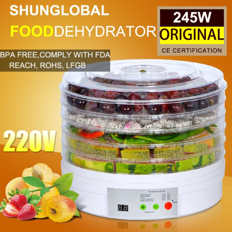 5 trays 245W food fruit dehydrator drying fruit machine home food dryer dehydrator with timing function and temperature control