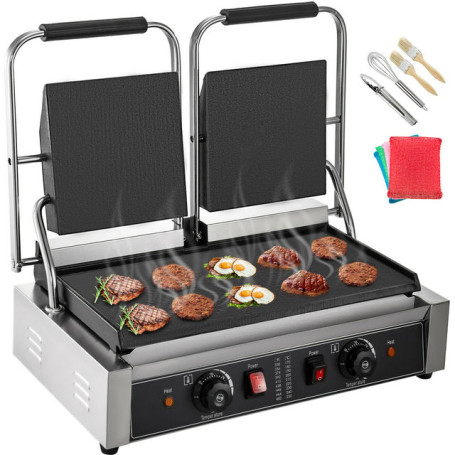 Electric Contact Grill Griddle Commercial Panini Press Grill Non-Stick for Outdoor Camping Cooking Sandwiches Steak Meat