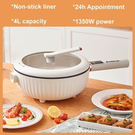 4L 1.6L MultiFunction All-In-One Electric Hot Pot With Steamer Electric Cook Pot Electric Fry Pot Large-Capacity Kitchen Tools