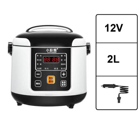 12V 24V Electric Rice Cooker Car Truck Multifunction Cooker 2L Reservation Timing Food Heating Cooking Steamer Soup Stew Pot