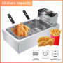 3000W Commercial Fryer Stall Single-cylinder 22L Two Basket Large-capacity Fried Machine Fast-Heating Snack Maker Electric Fryer