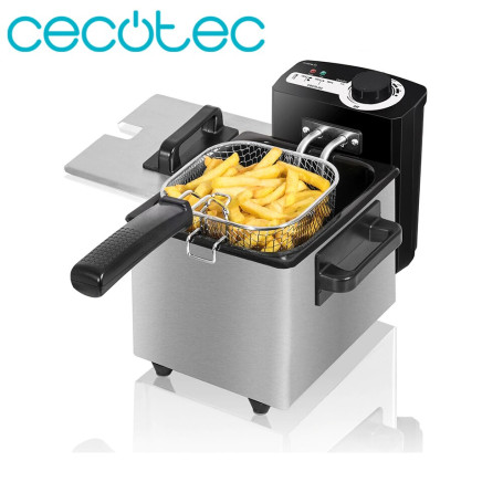 Cecotec CleanFry Electric 1.5 L Stainless Steel OilCleaner Filter 1000W Power Temperature Adjustable 190º C Overheat Protection