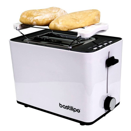 Bastilipo 850 Double Slice Toaster, Power 850W, Two Bread Slots, Adjustable control, variable Width, Defrost, Reheat, Cancel, Pi