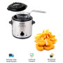 1L electric fryer, stainless steel, 900W, removable lid, filter, non-stick, insulating handles, oil fryers, Fryers, Fryer