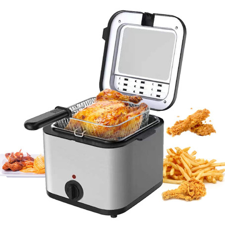 kitchen 2.5L Electric Fryer Household Small 1000W High Power Multiple Function Stainless Steel Fryer Kebab French Fries Machine