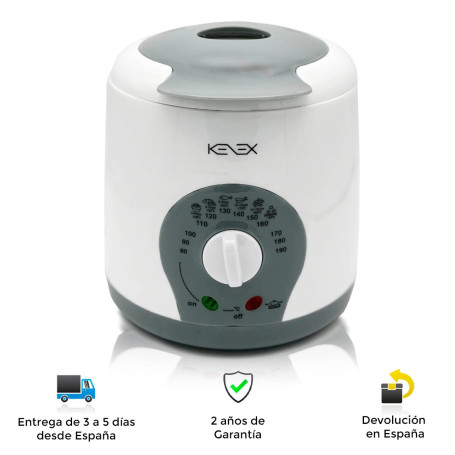 1 litre electric fryer, powerful, fast, safe, cap and body cool zone, thermostat, removable for easy cleaning, indicator light,