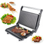 750W Electric Panini Press Sandwich Maker 110-240V Steak Grill Waffle Maker Plate Non-Stick Coating Easy Cleaning Indoor Grill
