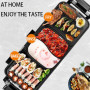 89x26cm 2200W 2in1 Electric Multi Cooker Barbecue Pan Hot Pot Cooker Electric BBQ Griddle Non-Stick Stir-fry Hotpot Baking Plate