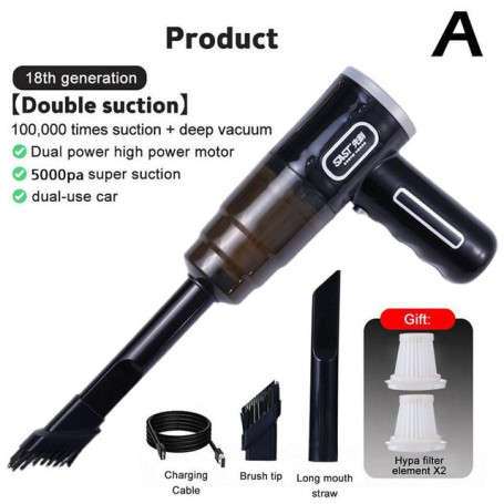5000pa Cordless Mini Car Vacuum Cleaner Usb Rechargable Dual-use Wet Portable 120w Vacuums Dry Household & Cleaner
