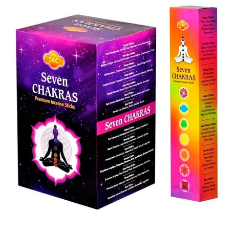 Original incense SAC Seven Chakras Crown third party Throat heart Solar Plexus Sacral and Root made in INDIA 30 sticks or 360 in